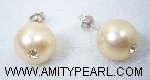 Silver 925 earrings - Shell pearl (pale orange color) 12mm with crystal.jpg
